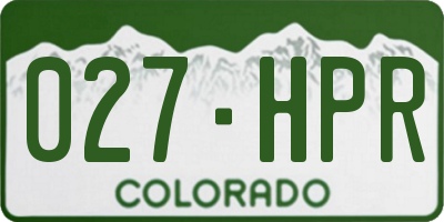 CO license plate 027HPR