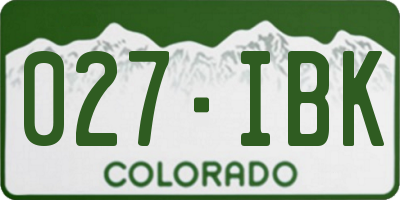 CO license plate 027IBK