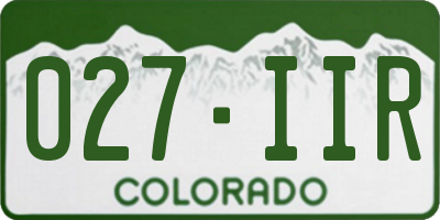 CO license plate 027IIR