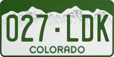CO license plate 027LDK