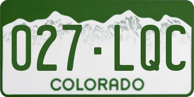 CO license plate 027LQC