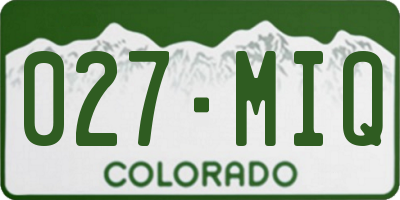 CO license plate 027MIQ