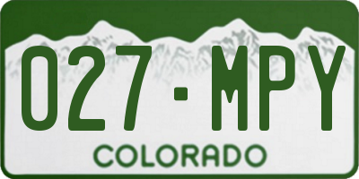 CO license plate 027MPY