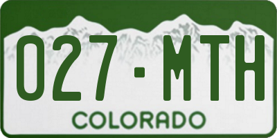 CO license plate 027MTH