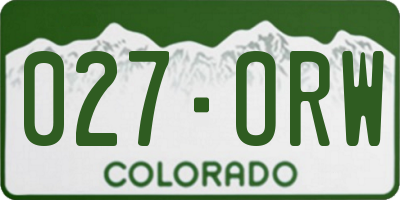 CO license plate 027ORW