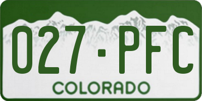 CO license plate 027PFC