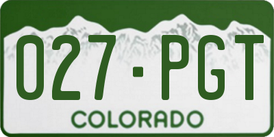 CO license plate 027PGT