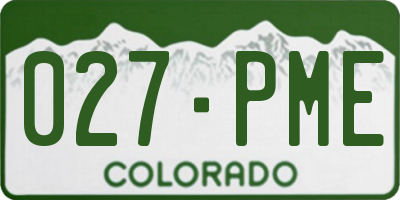 CO license plate 027PME