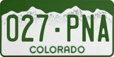CO license plate 027PNA