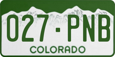 CO license plate 027PNB