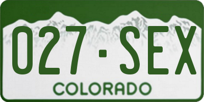 CO license plate 027SEX