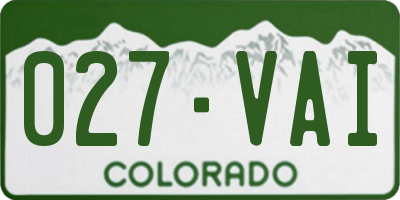 CO license plate 027VAI