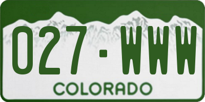 CO license plate 027WWW