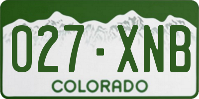 CO license plate 027XNB