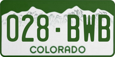 CO license plate 028BWB