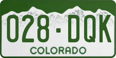 CO license plate 028DQK