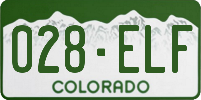 CO license plate 028ELF