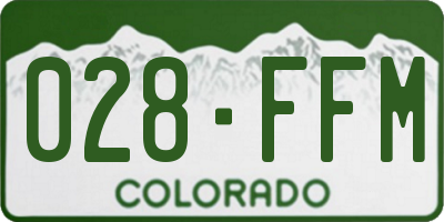 CO license plate 028FFM