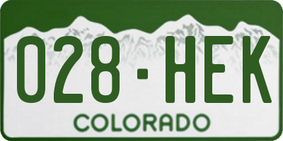CO license plate 028HEK