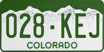 CO license plate 028KEJ