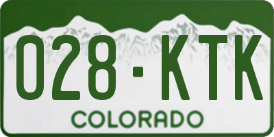 CO license plate 028KTK