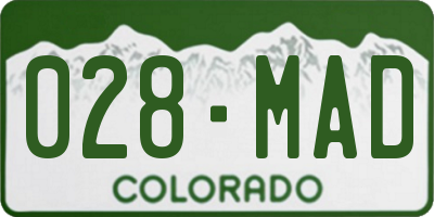 CO license plate 028MAD