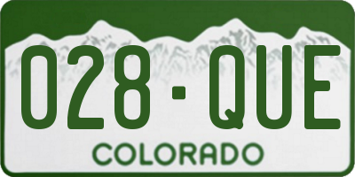 CO license plate 028QUE