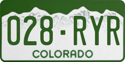CO license plate 028RYR