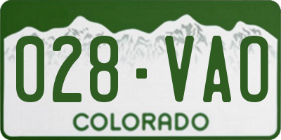CO license plate 028VAO