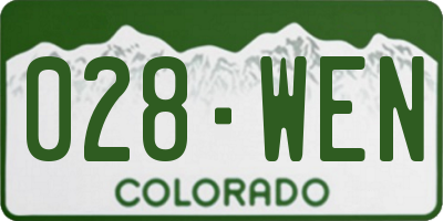 CO license plate 028WEN