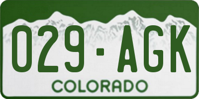 CO license plate 029AGK