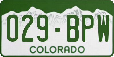 CO license plate 029BPW
