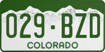 CO license plate 029BZD