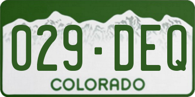 CO license plate 029DEQ