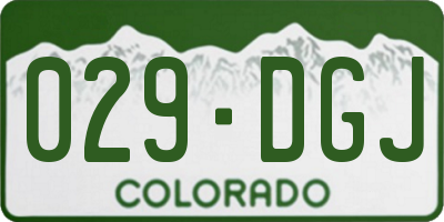 CO license plate 029DGJ