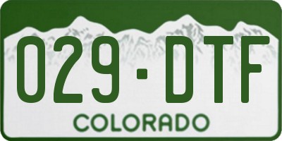 CO license plate 029DTF