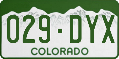 CO license plate 029DYX