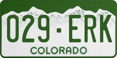 CO license plate 029ERK