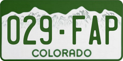 CO license plate 029FAP