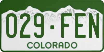 CO license plate 029FEN