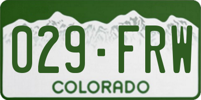 CO license plate 029FRW