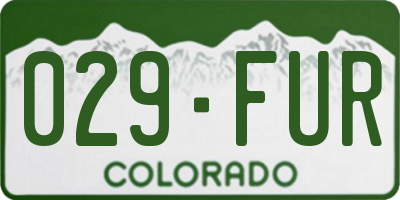 CO license plate 029FUR