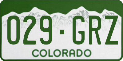 CO license plate 029GRZ