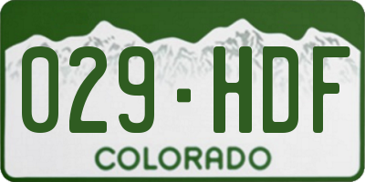 CO license plate 029HDF
