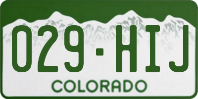 CO license plate 029HIJ