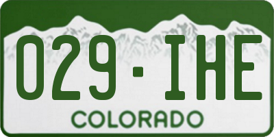 CO license plate 029IHE
