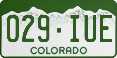 CO license plate 029IUE