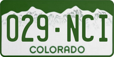 CO license plate 029NCI