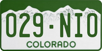 CO license plate 029NIO