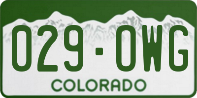 CO license plate 029OWG
